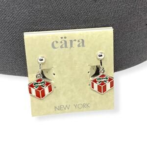 Cara Holiday Present Gift Box Clip On Christmas Earrings NWT